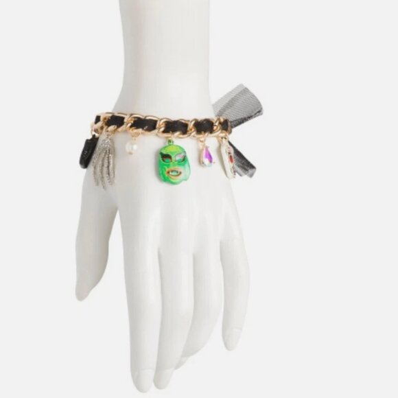 NWT Betsey Johnson Halloween Charm Bracelet Masks cat candy Corn skeleton Hand - Picture 7 of 7
